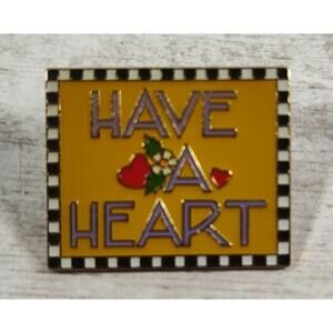 Mary Engelbreit Have a Heart Flowers & Checkerboard Lapel, Apron or Hat Pin